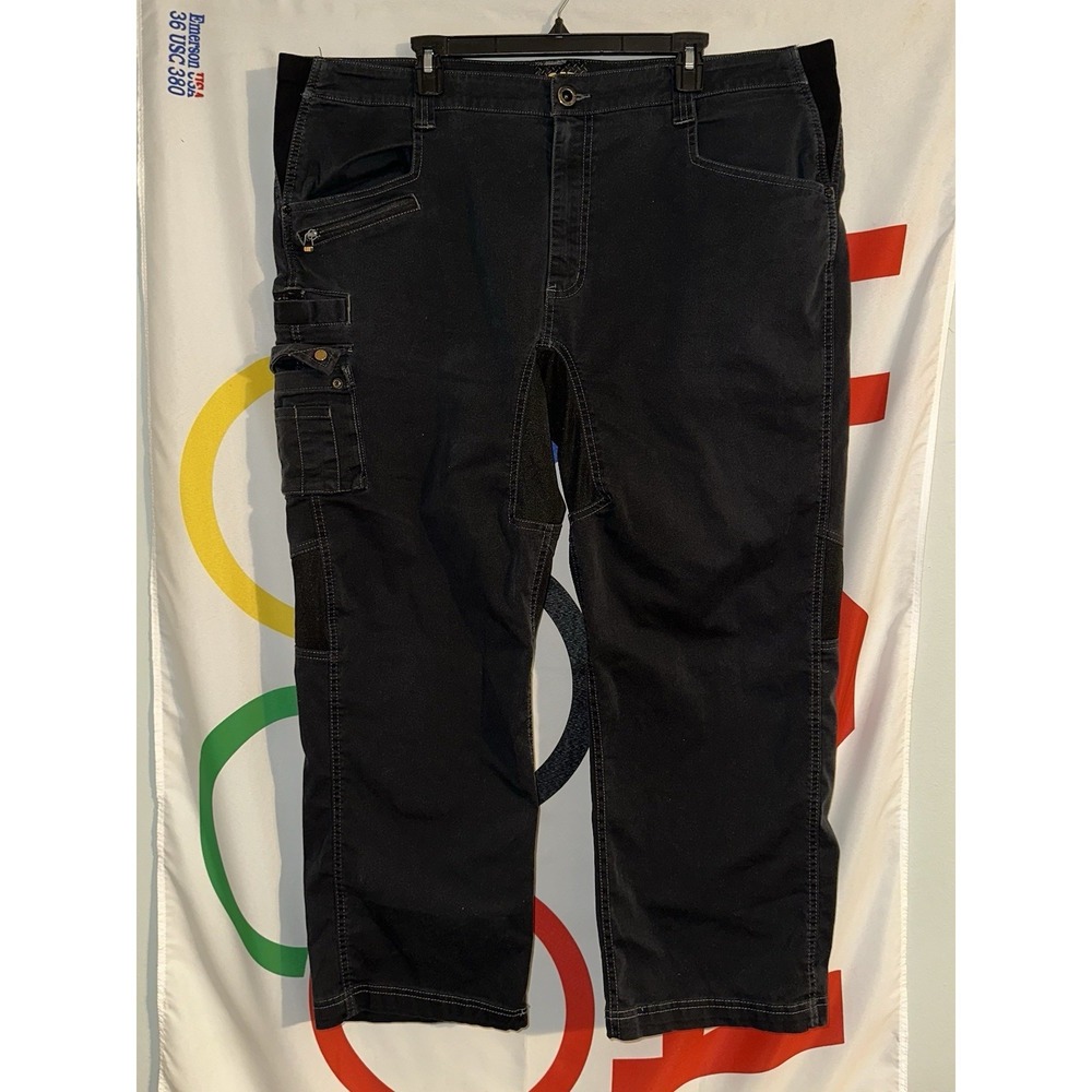 CAT Pants Mens 44x30 Cargo Flex Waistband Caterpillar Workwear Black